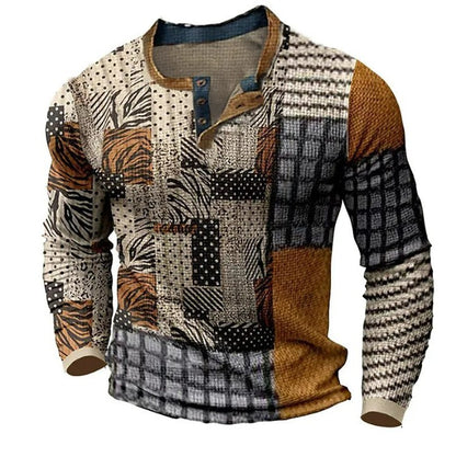 🎁😍【Oferta especial de nueva llegada】Camiseta manga larga para hombre – Estampado discreto, corte moderno y algodón suave. ¡Ideal para oficina o finde! (Tallas S a 4XL)