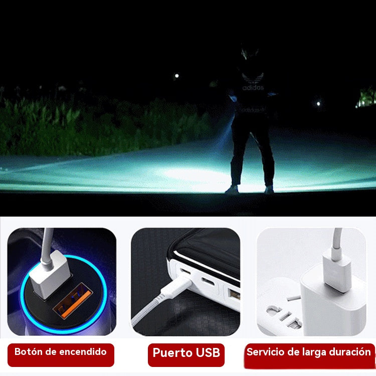 【Venta caliente】Four Eyes Glare Linterna recargable USB,admite proyección de haz de largo alcance y alta intensidad