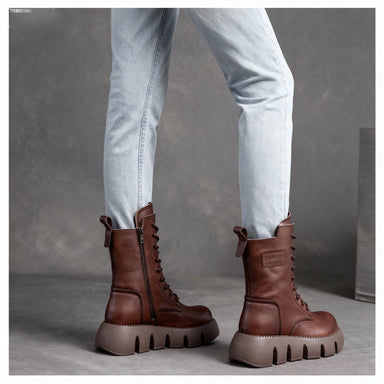 🔥【35-40】Nowe damskie wysokiej jakości, ręcznie robione, miękkie skórzane botki na jesień-zimę, martensy