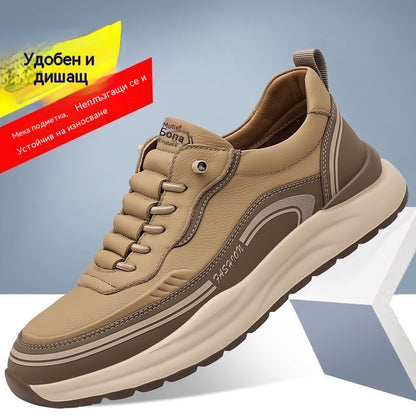 【39-45】Водоустойчиви и устойчиви на петна кожени маратонки с меки, удобни подметки.
