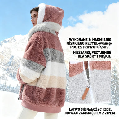 ❄️【S-5XL】Nowa damska gruba pluszowa kurtka w kontrastowe paski
