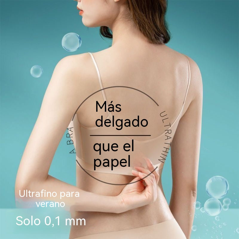 💃【Juego de 5 piezas】【40-100 kg】 🥰Sujetador de seda helada, ultrafino, talla grande