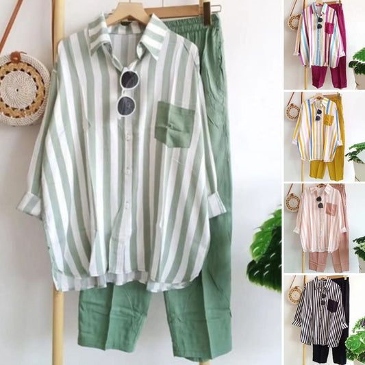 【S-5XL】Nueva conjunto de primavera a rayas