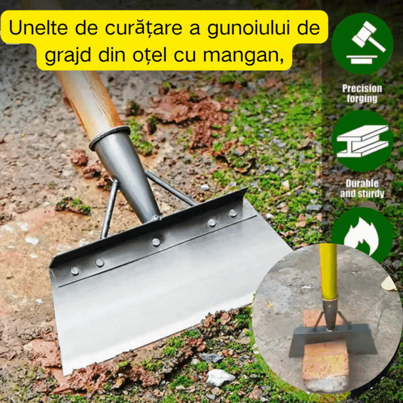 🐖🐏🐓【Acero al carbono extra grande】La pala para herramientas de limpieza de estiércol de acero al manganeso es adecuada para jardinería para eliminar malezas y fertilizantes