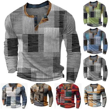 🎁😍【Oferta especial de nueva llegada】Camiseta manga larga para hombre – Estampado discreto, corte moderno y algodón suave. ¡Ideal para oficina o finde! (Tallas S a 4XL)