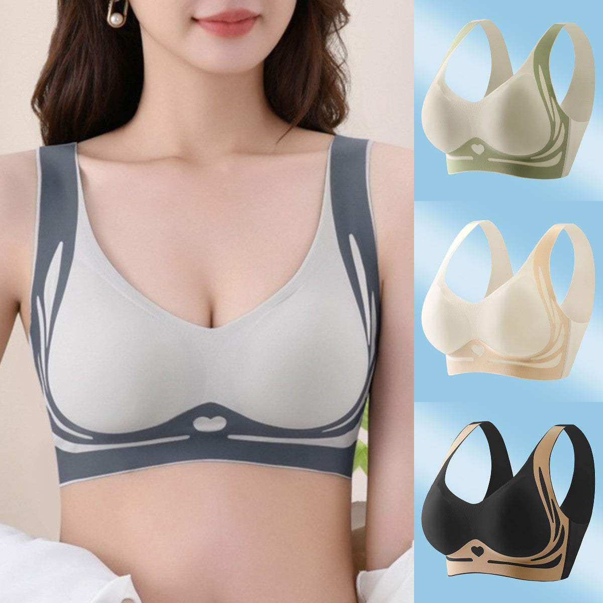 😍-51% OFF!💖Pack de 4 |  【40-85 kg】Sujetadores sin aros de una sola pieza para mujer