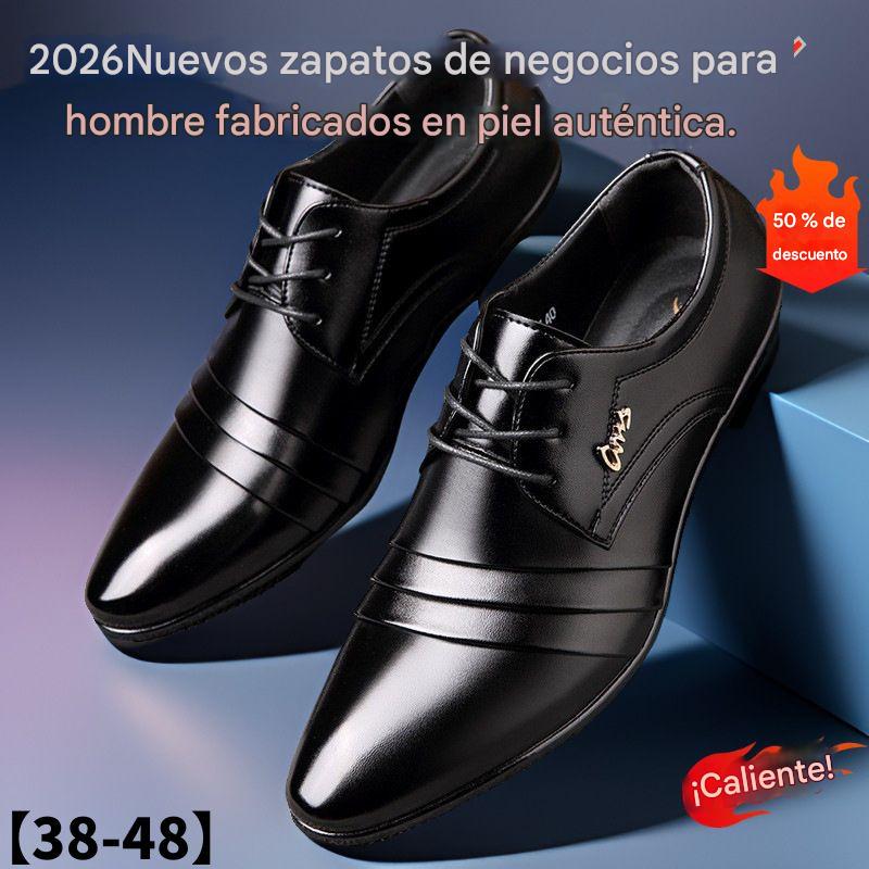 👞【38-48】Zapatos de negocios de cuero genuino para hombre nuevos de 2026