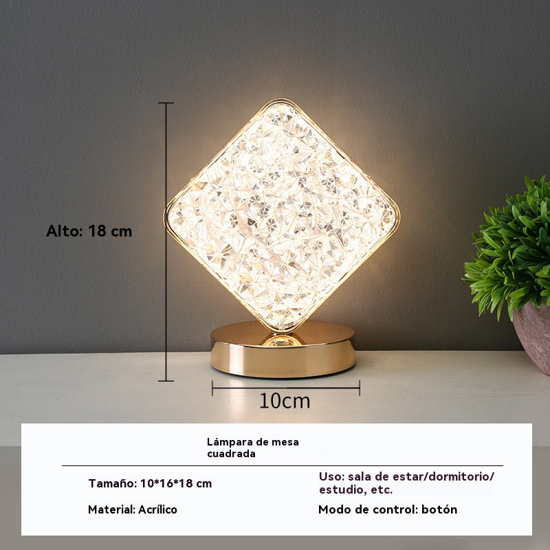 ✨【atmósfera romántica】💎Lámpara de escritorio LED con luz nocturna de cristal creativa