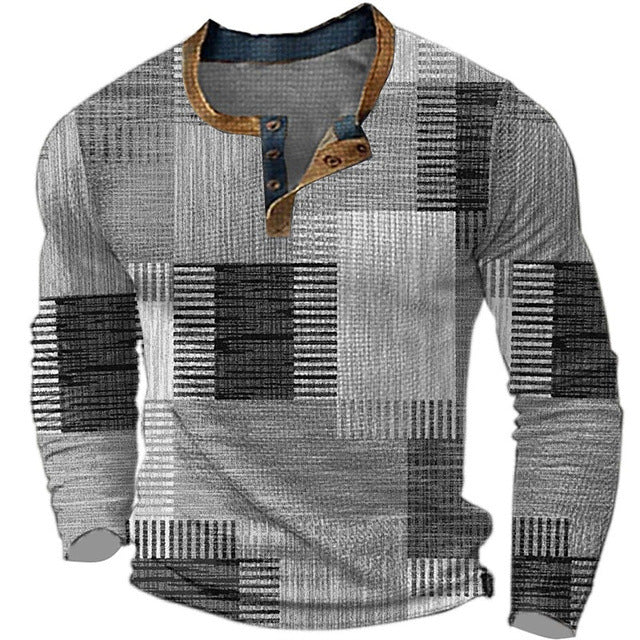🎁😍【Oferta especial de nueva llegada】Camiseta manga larga para hombre – Estampado discreto, corte moderno y algodón suave. ¡Ideal para oficina o finde! (Tallas S a 4XL)