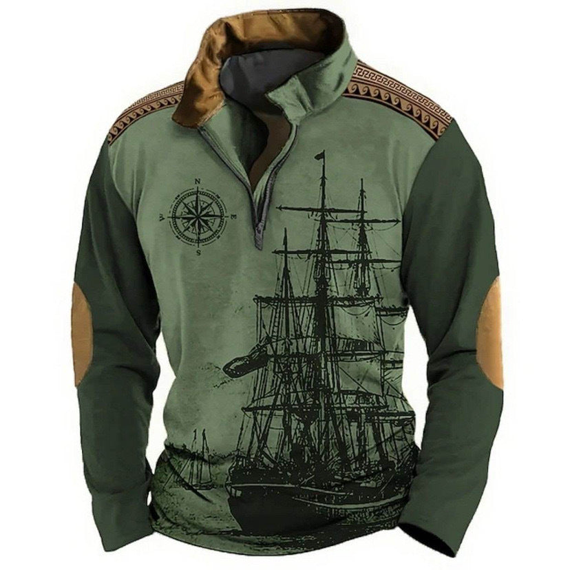 【XS-5XL】🔥Vremenski ograničena ponuda: 38% popusta🔥 Muška polo majica s visokim ovratnikom i motivom jedrilice, novi stil 2026., mekana i udobna
