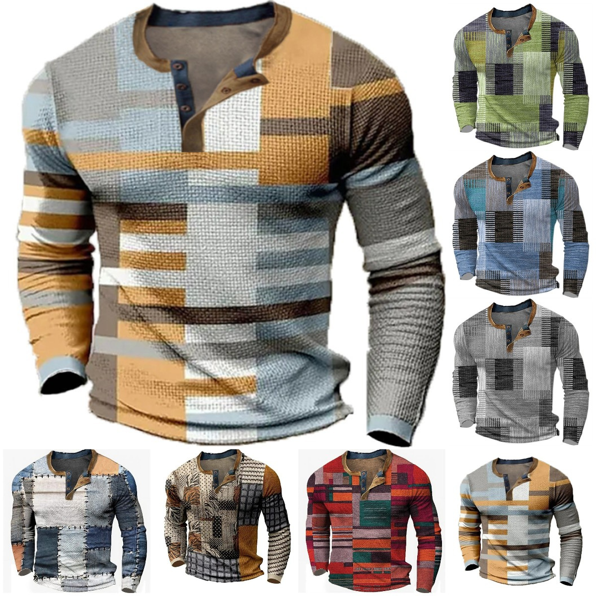 🎁😍【Oferta especial de nueva llegada】Camiseta manga larga para hombre – Estampado discreto, corte moderno y algodón suave. ¡Ideal para oficina o finde! (Tallas S a 4XL)