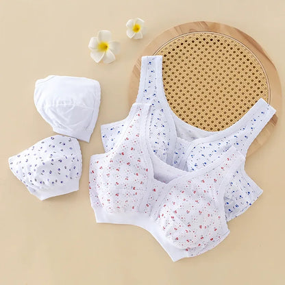 【4-dielna súprava -50%】 4-dielna súprava spodnej bielizne z čistej bavlny v štýle malého tielka pre ženy stredného a staršieho veku, plus size