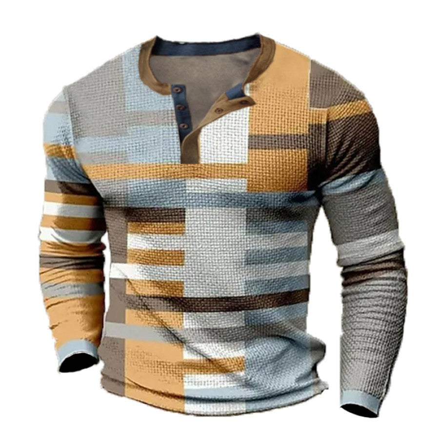 🎁😍【Oferta especial de nueva llegada】Camiseta manga larga para hombre – Estampado discreto, corte moderno y algodón suave. ¡Ideal para oficina o finde! (Tallas S a 4XL)