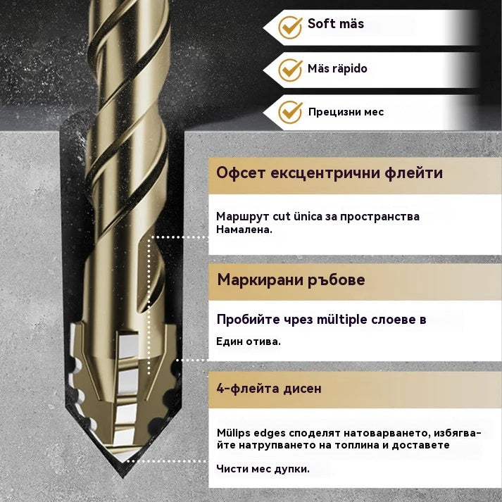 🔥Гореща оферта 2026🔥 Комплект висококачествени ексцентрични свредла с 4 режещи елемента