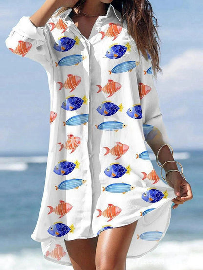 🌻【S-3XL】🌻Nuevo vestido camisero largo con estampado floral 2026