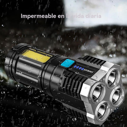 【Venta caliente】Four Eyes Glare Linterna recargable USB,admite proyección de haz de largo alcance y alta intensidad
