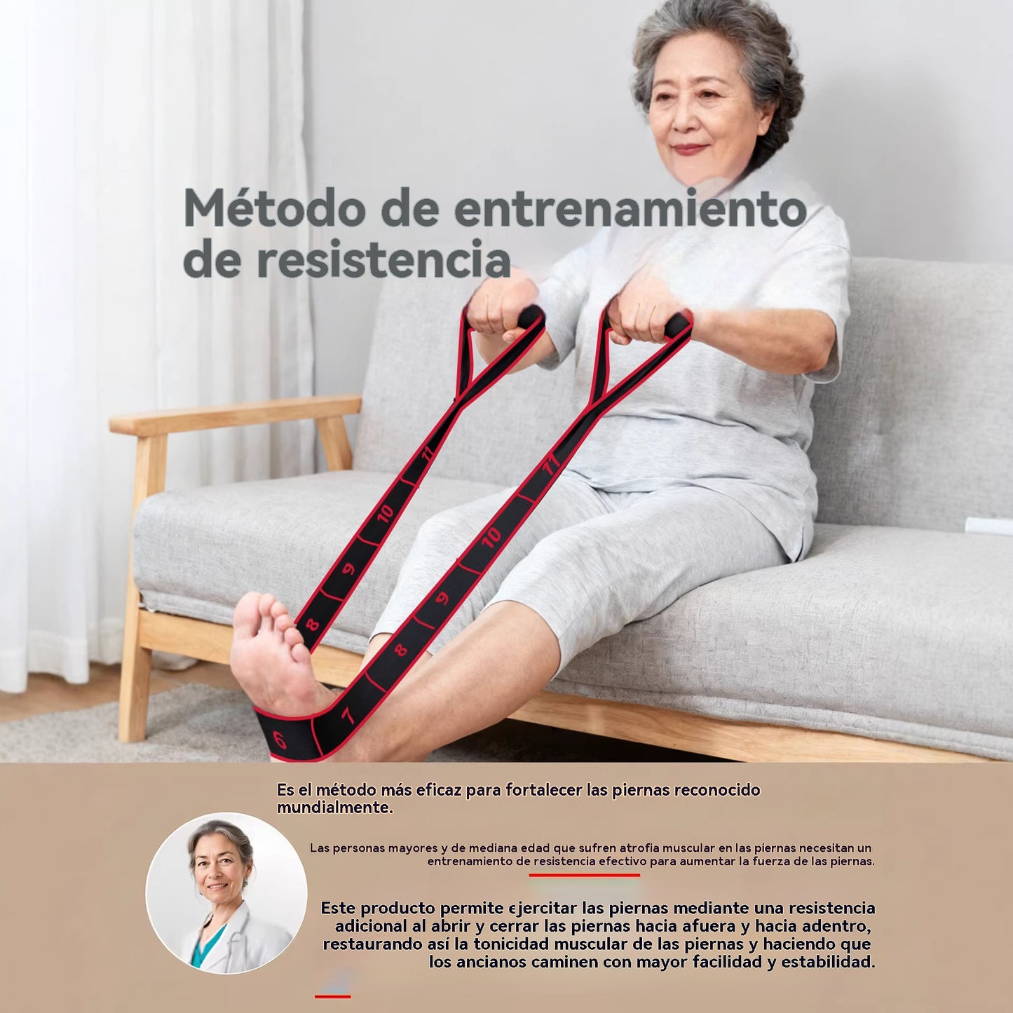 【Compre 1, obtenga 1 gratis】Banda de goma de resistencia para desarrollar músculos, estirar piernas y banda de goma elástica para personas de mediana edad y mayores.