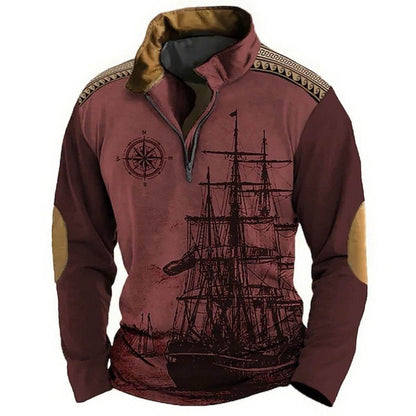 【XS-5XL】🔥Časovo obmedzená ponuka: zľava 38%🔥 Pánske polo tričko s vysokým golierom a motívom plachetnice, nový štýl 2026, mäkké a pohodlné