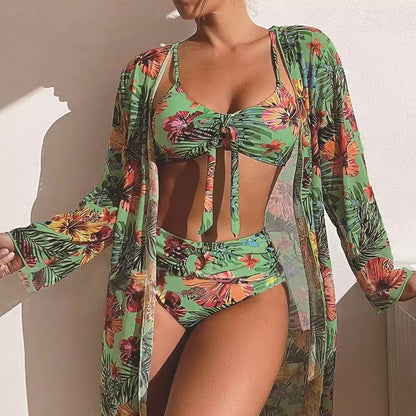 【S-2XL】Conjunto de traje de baño de 3 piezas con bufanda de nuevo estilo 2026