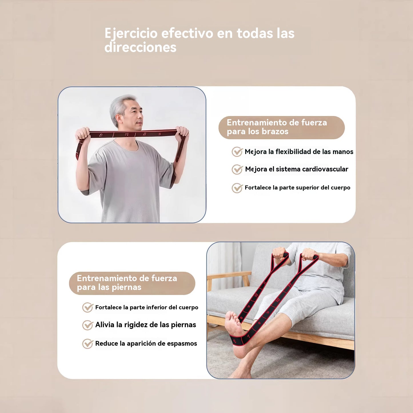 【Compre 1, obtenga 1 gratis】Banda de goma de resistencia para desarrollar músculos, estirar piernas y banda de goma elástica para personas de mediana edad y mayores.