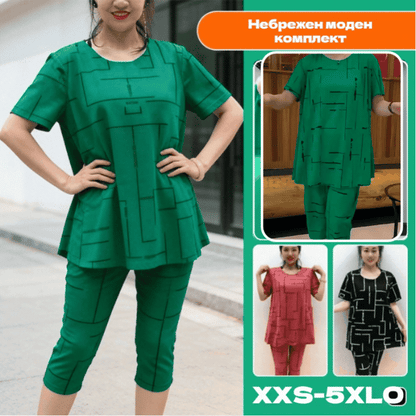👗【30% de descuento】【Top + Pantalones】🔥🔥Conjunto de manga corta para mujer, nueva colección 2026, estilo casual, ideal para mujeres de mediana edad y mayores.