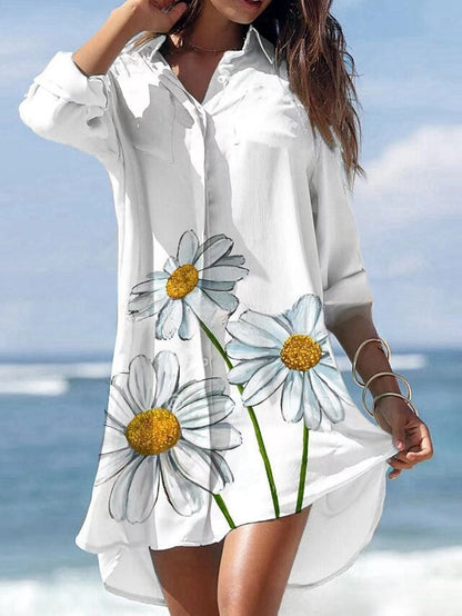 🌻【S-3XL】🌻Nuevo vestido camisero largo con estampado floral 2026